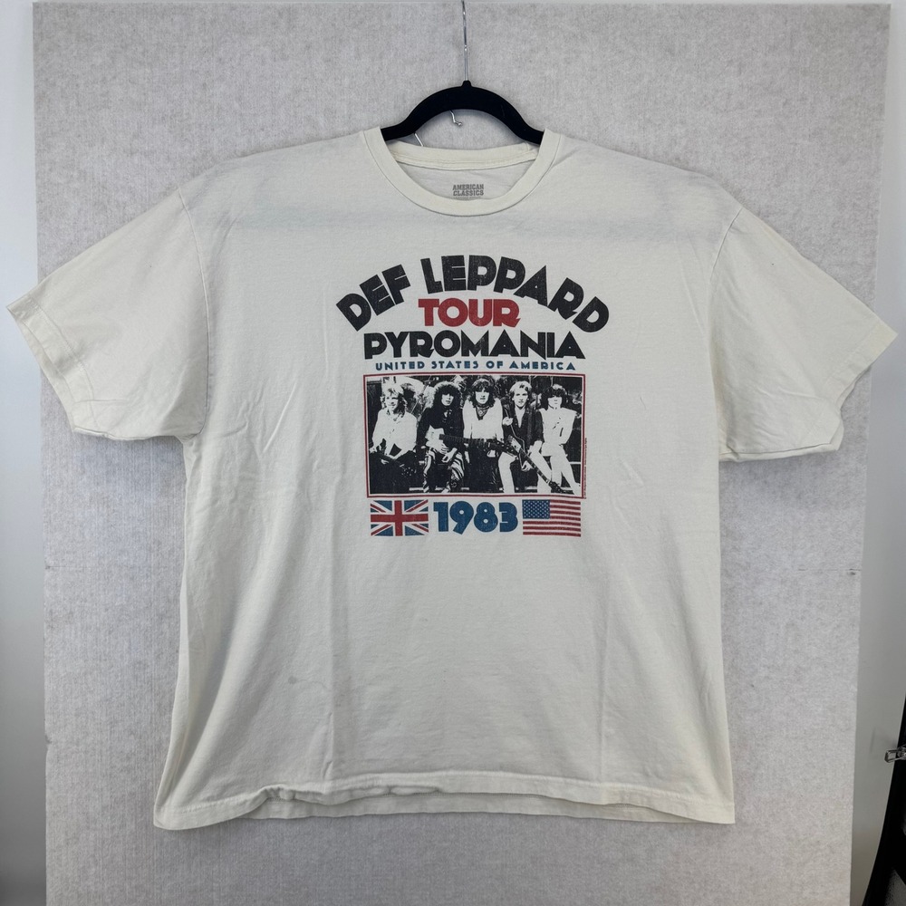Def Leppard Tour Pyromania 1983 Graphic T Shirt Mens XXL